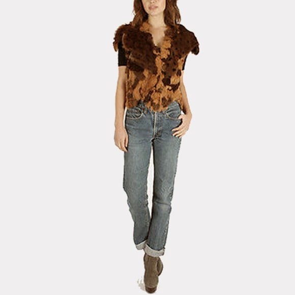 Vtg 80s Multicolor Animal Print Fur Vest S - Picture 11 of 11